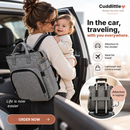 Cuddlittle Foldable Diaper Backpack with Baby Bed