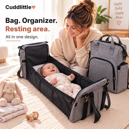 Cuddlittle Foldable Diaper Backpack with Baby Bed