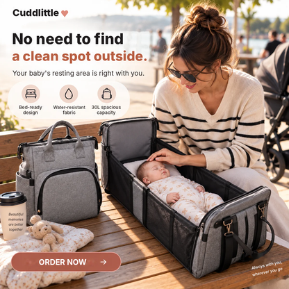 Cuddlittle Foldable Diaper Backpack with Baby Bed