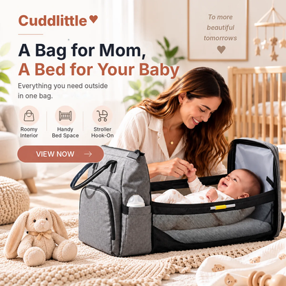 Cuddlittle Foldable Diaper Backpack with Baby Bed
