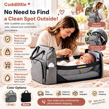 Cuddlittle Foldable Diaper Backpack with Baby Bed