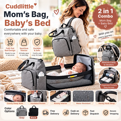Cuddlittle Foldable Diaper Backpack with Baby Bed